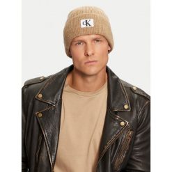 Czapka Calvin Klein. Brązowe czapki męskie CALVIN KLEIN, na zimę, bez wzorów. Za 179.99 zł.