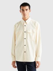 Benetton Koszula w kolorze kremowym rozmiar: XL. Brązowe koszule męskie Benetton, xl, bez wzorów, bez kołnierzyka, bez ramiączek. Za 96.60 zł.