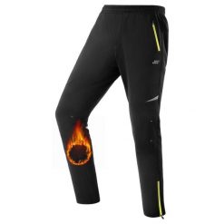 Spodnie termiczne do jazdy na rowerze/biegania na zimę. Czarne spodnie materiałowe męskie ROCKBROS, bez wzorów, z elastanu. Za 156.00 zł.