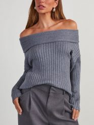 Milan Kiss Sweter w kolorze szarym rozmiar: XL. Szare swetry klasyczne damskie Milan Kiss, xl, prążkowane, bez kołnierzyka. Za 180.95 zł.
