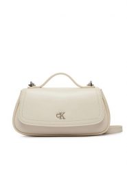 Calvin Klein Torebka LV04F3679G Kremowy. Białe torebki klasyczne damskie CALVIN KLEIN, bez wzorów, ze skóry, bez dodatków. Za 409.99 zł.