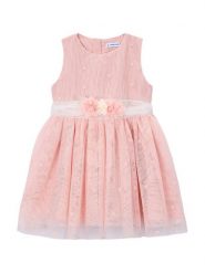 Mayoral Sukienka elegancka 3919 Różowy Regular Fit. Czerwone sukienki niemowlęce Mayoral, bez wzorów, z syntetyku, bez ramiączek. Za 232.99 zł.