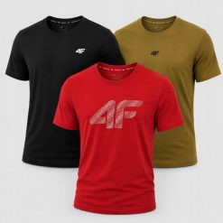 KOMPLET KOSZULEK T-SHIRT MĘSKI 4F ZESTAW 3PAK. T-shirty męskie 4f, m, bez wzorów, z bawełny, bez kołnierzyka. Za 181.98 zł.