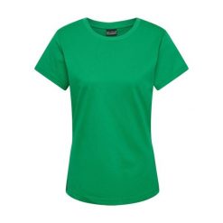 Koszulka damska Hummel Red Basic. Zielone bluzki sportowe damskie HUMMEL, z bawełny, bez kołnierzyka, bez ramiączek. Za 120.00 zł.