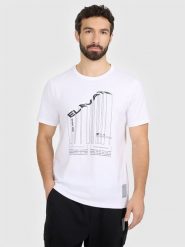 4F T-shirt regular z nadrukiem męski - biały XL. Białe t-shirty męskie 4f, m, bez wzorów, z bawełny, bez kołnierzyka. Za 69.99 zł.