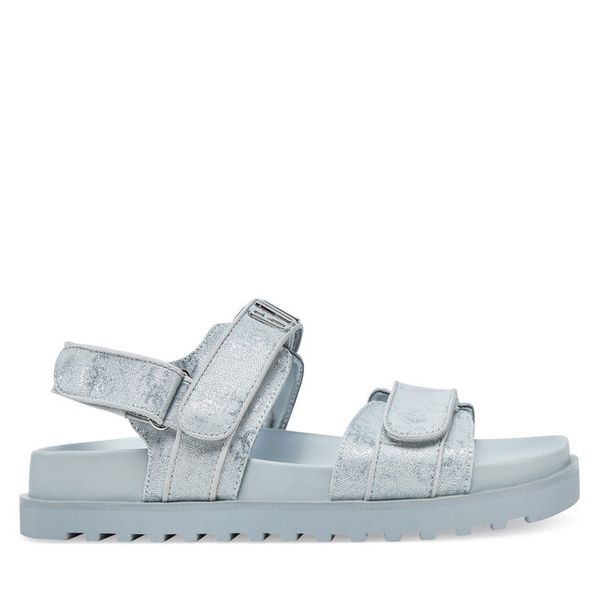 Sandały Guess. Niebieskie sandały damskie Guess, z aplikacjami, bez obcasa, na płaskiej podeszwie. Za 349.99 zł.