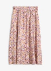 Spódnica midi z mieszanki wiskozy. Białe spódniczki damskie bonprix, bez wzorów, z wiskozy, midi. Za 69.99 zł.