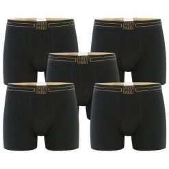 CR7 Bokserki męskie 5-pack czarno‑złote S. Czarne bokserki męskie CRUYFF, bez wzorów, z bawełny. Za 244.99 zł.