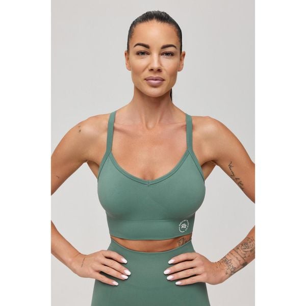 Stanik sportowy bezszwowy Rough Radical Seamless Classic Sports Bra. Zielone biustonosze sportowe damskie ROUGH RADICAL, bez wzorów. W wyprzedaży za 111.92 zł.