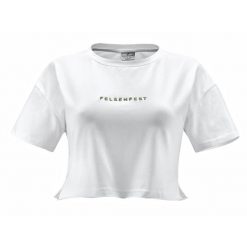 Crop-Top Damski Dont want your Beta. Białe topy damskie FELSENFEST, bez wzorów, z bawełny, bez kołnierzyka. Za 139.99 zł.