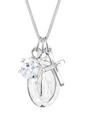Elli Damski Krzyż z wizerunkiem maryjnym z kryształem cyrkonii w srebrze próby 925 Sterling Silver Naszyjniki 1 ct. Szare naszyjniki damskie Elli, na co dzień, srebrne. Za 218.44 zł.