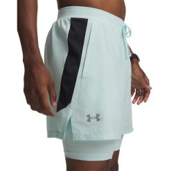 Under Armour LAUNCH 5 2-IN-1 SHORTS Spodenki męskie. Niebieskie szorty sportowe męskie Under Armour, m, z dzianiny, do biegania. Za 146.99 zł.