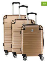 Geographical Norway 3-częściowy zestaw "Shock" w kolorze jasnobrązowym rozmiar: onesize. Brązowe walizki Geographical Norway, bez wzorów, z materiału. Za 347.99 zł.