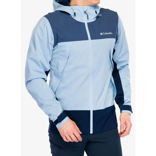 Kurtka przeciwdeszczowa męska Columbia Boulder Falls Jacket. Niebieskie kurtki męskie Columbia, m, bez wzorów, sportowe, bez kaptura. Za 411.99 zł.