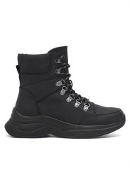 DeeZee Trzewiki GAIA WS6029-17 Czarny. Czarne botki damskie DeeZee, z syntetyku, bez obcasa, na płaskiej podeszwie, bez zapięcia. Za 89.99 zł.