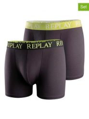 Replay Underwear Bokserki (2 pary) w kolorze czarnym rozmiar: XL. Czarne bokserki męskie Replay Underwear, bez wzorów. Za 43.99 zł.