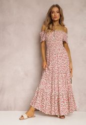 Różowo-Zielona Sukienka z Wiskozy Tariya. Czerwone sukienki damskie Renee, m, z aplikacjami, z wiskozy, boho, bez kołnierzyka, bez ramiączek, maxi. W wyprzedaży za 52.49 zł.