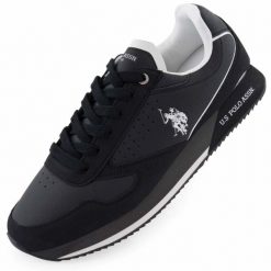 Obuwie męskie U.S. Polo Assn. trampki czarne. Czarne trampki i tenisówki męskie U.S. Polo Assn., bez wzorów, z materiału, bez zapięcia. Za 255.99 zł.
