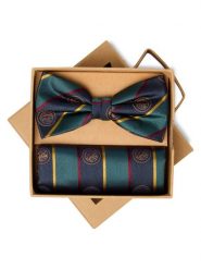 Finshley & Harding London jedwabna muszka i poszetka Mężczyźni Jedwab niebieski|zielony, ONE SIZE. Niebieskie krawaty i muchy męskie Finshley & Harding London, bez wzorów, z jedwabiu. Za 199.95 zł.