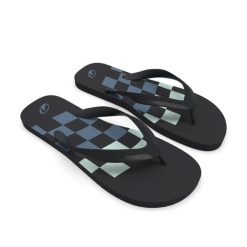 Japonki męskie Olaian 120 Wavy. Czarne klapki i japonki męskie Decathlon, z materiału. Za 24.99 zł.