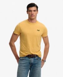 Superdry Koszulka Essential Logo z bawełny organicznej – slim fit. Brązowe topy sportowe damskie Superdry., s, bez wzorów, z bawełny, bez ramiączek. Za 139.05 zł.