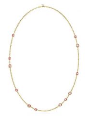 Swarovski Pozłacany naszyjnik z elementami ozdobnymi - dł. 100 cm rozmiar: onesize. Różowe naszyjniki damskie Swarovski, metalowe. Za 543.99 zł.