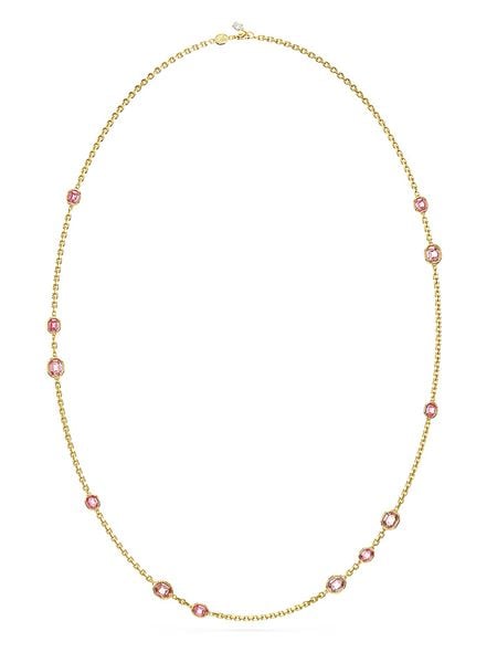 Swarovski Pozłacany naszyjnik z elementami ozdobnymi - dł. 100 cm rozmiar: onesize. Różowe naszyjniki damskie Swarovski, metalowe. Za 543.99 zł.