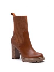 Foreverfolie Botki w kolorze jasnobrązowym rozmiar: 36. Brązowe botki damskie Foreverfolie, eleganckie, bez obcasa, bez zapięcia. Za 118.01 zł.