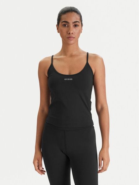 Guess Top V6RP14 KD952 Czarny Slim Fit. Czarne topy damskie Guess, m, z aplikacjami, z syntetyku, bez ramiączek. Za 199.99 zł.