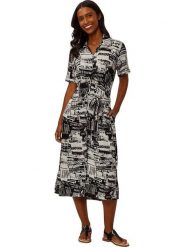 Heine Sukienka w kolorze czarno-białym rozmiar: 36. Białe sukienki damskie Heine, bez wzorów, z tkaniny, bez kołnierzyka, bez ramiączek, midi. Za 95.69 zł.