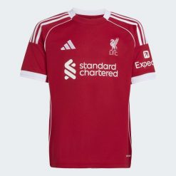 Koszulka podstawowa Liverpool FC 25/26. Czerwone t-shirty sportowe męskie Adidas, m, z materiału, bez ramiączek, do piłki nożnej. Za 329.00 zł.