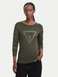 Guess Sweter W6YR28 Z0976 Zielony ciemny Regular Fit. Zielone swetry klasyczne damskie Guess, m, z wiskozy, bez kołnierzyka. Za 344.99 zł.