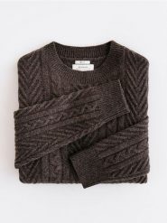 Sweter z wełną - brązowy. Brązowe swetry męskie Reserved, l, bez wzorów, z dzianiny, bez kołnierzyka. Za 239.99 zł.