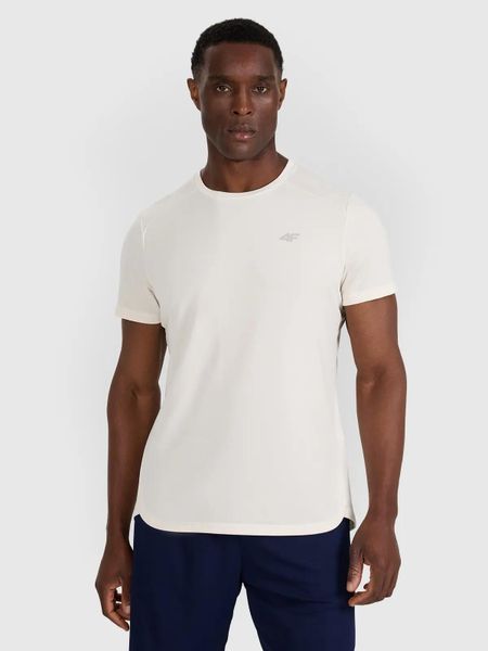 T-SHIRT MĘSKI TRENINGOWY 4F SZYBKOSCHNĄCY ECRU. Białe t-shirty męskie 4f, l, bez wzorów, z bawełny, bez kołnierzyka. Za 129.99 zł.