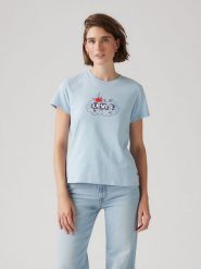 Levi's Koszulka w kolorze błękitnym rozmiar: M. Niebieskie bluzki damskie Levi's, m, bez wzorów, z bawełny, bez kołnierzyka. Za 84.21 zł.