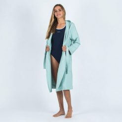Szlafrok na basen damski Watko Compact z mikrofibry. Niebieskie szlafroki damskie NABAIJI, l, bez wzorów, z materiału. Za 89.99 zł.