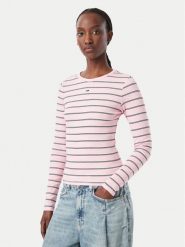 Tommy Jeans Bluzka Essential DW0DW17387 Różowy jasny Slim Fit. Czerwone bluzki damskie Tommy Jeans, s, bez wzorów, z bawełny, bez kołnierzyka, bez ramiączek. Za 199.99 zł.