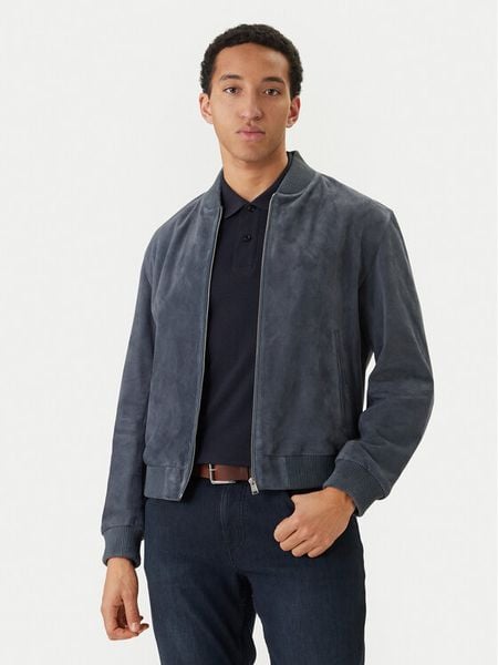 BOSS Kurtka skórzana H-Muller 50543213 Niebieski Regular Fit. Niebieskie kurtki męskie Boss, m, bez wzorów, ze skóry, bez kaptura. Za 2,309.00 zł.