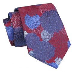 Krawat - ALTIES - Kwiaty w Jesienne Kolory. Czerwone krawaty i muchy męskie Alties, bez wzorów, z tkaniny, eleganckie. Za 49.00 zł.