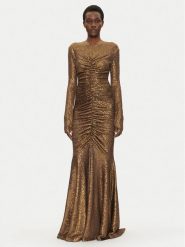 NORMA KAMALI Sukienka wieczorowa ST4243SQE38151 Złoty Slim Fit. Żółte sukienki damskie NORMA KAMALI, xs, bez wzorów, z syntetyku, wizytowe, bez kołnierzyka, bez ramiączek. Za 1,549.00 zł.