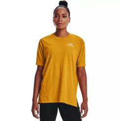Koszulka damska Under Armour Oversized Graphic SS. Żółte bluzki sportowe damskie Under Armour, xs, bez wzorów, bez ramiączek. Za 69.99 zł.
