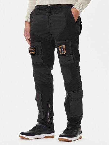 Aeronautica Militare Spodnie materiałowe 252PA1664UCT04241 Czarny Regular Fit. Czarne spodnie materiałowe męskie AERONAUTICA MILITARE, bez wzorów, z bawełny. Za 1,249.00 zł.