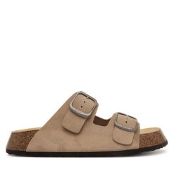 Klapki Scholl. Brązowe klapki damskie Scholl, bez wzorów, bez obcasa. Za 249.99 zł.