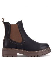 Clara Barson Botki WS5195-26 Czarny. Czarne botki damskie Clara Barson, z materiału, bez obcasa, na płaskiej podeszwie, bez zapięcia. Za 159.99 zł.