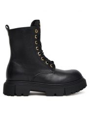 Elisabetta Franchi Trapery Lace-Up Bootie F4A5-E0411-1251 D Czarny. Czarne kozaki dziewczęce Elisabetta Franchi, ze skóry. Za 929.99 zł.