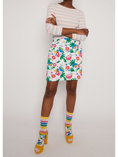 Blutsgeschwister Spódnica "Sweet Spot" w kolorze białym ze wzorem rozmiar: XL. Białe spódniczki damskie Blutsgeschwister, xl, bez wzorów, z bawełny, z podwyższonym stanem, midi, proste. Za 121.80 zł.