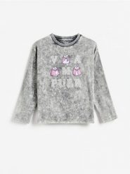 Bawełniana koszulka Pusheen - ciemnoszary. Szare koszulki dziewczęce Reserved, bez wzorów, z bawełny, bez ramiączek. Za 49.99 zł.