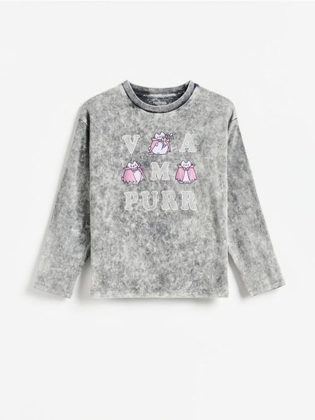Bawełniana koszulka Pusheen - ciemnoszary. Szare koszulki dziewczęce Reserved, bez wzorów, z bawełny, bez ramiączek. Za 49.99 zł.