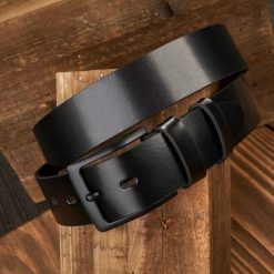 Pasek Męski Skórzany OPM-08 Brødrene Czarny 115 cm. Czarne paski męskie bez wzorów, z materiału, eleganckie. Za 52.99 zł.