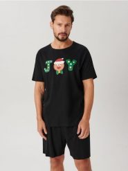 Piżama świecąca w ciemności - czarny. Czarne piżamy męskie Sinsay, l, bez wzorów, z bawełny, bez ramiączek. Za 39.99 zł.